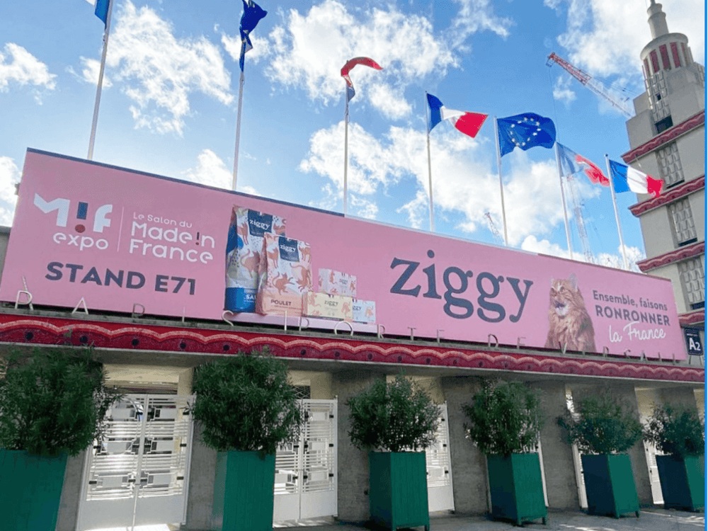 Bâche du Salon du Made in France 2023 avec Ziggy, la marque d'alimentation pour chat