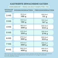 Nährwerttabelle von Ziggy sterilisiertem Lachs-Nassfutter für Katzen