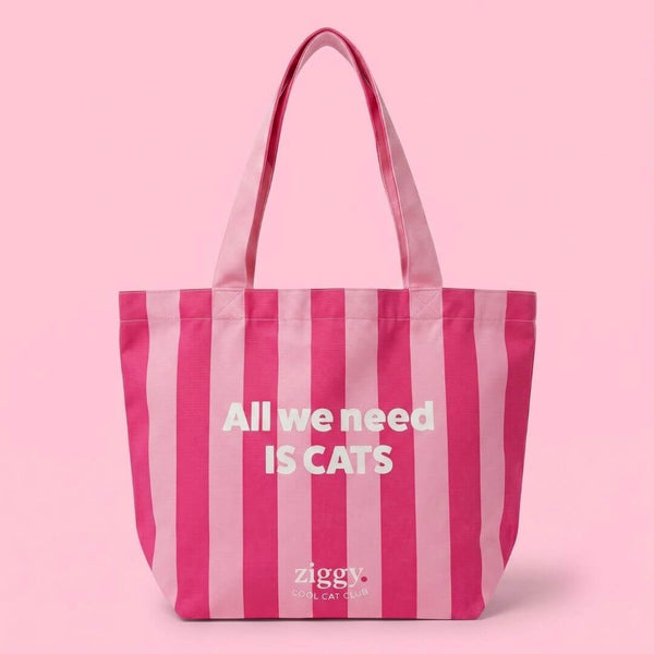 Totebag orange Girls just wanna have cats