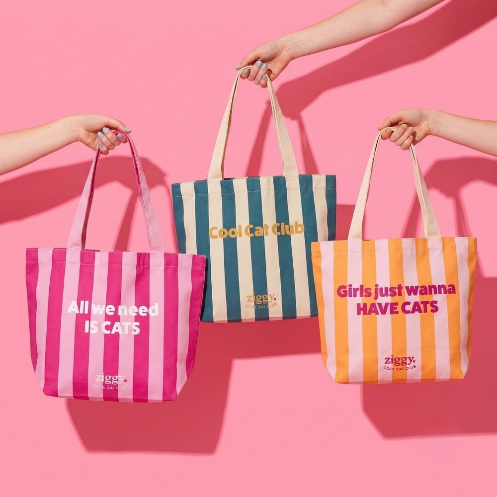 Totebag orange Girls just wanna have cats
