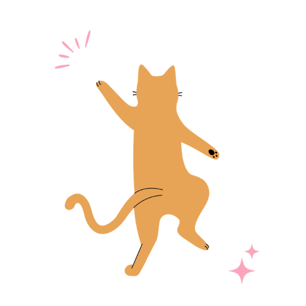Pictogramme Ziggy montrant un chat de dos qui danse