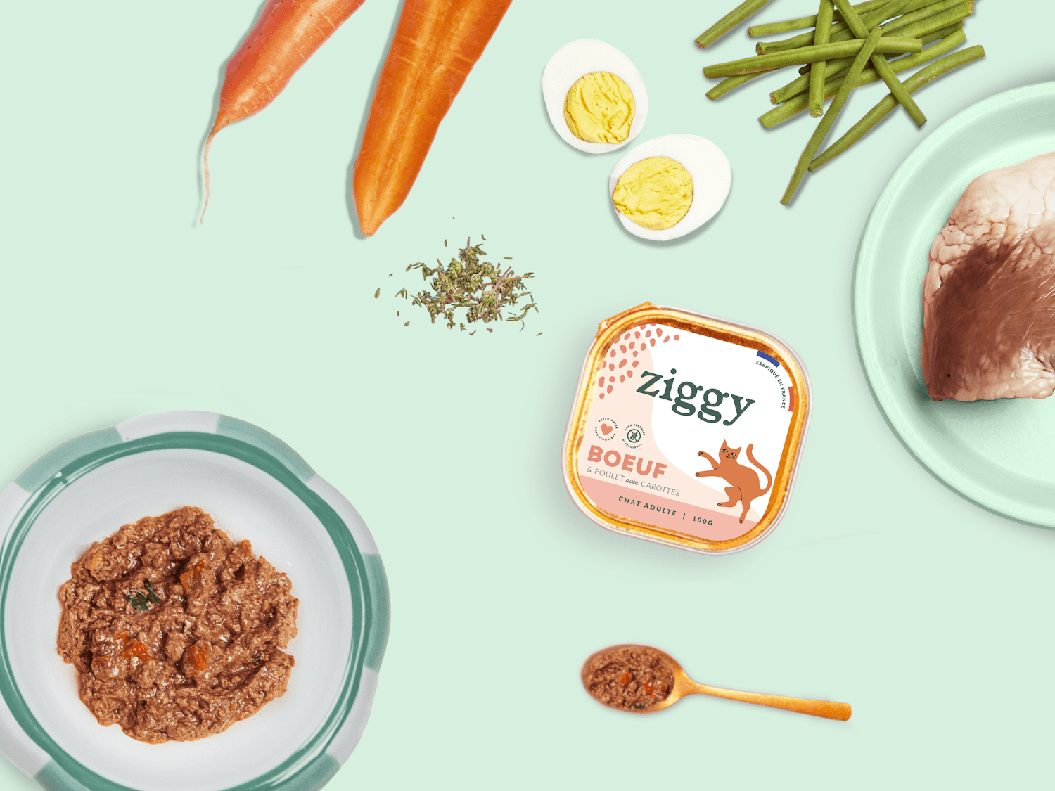 Composition des pâtées pour chat au boeuf Ziggy
