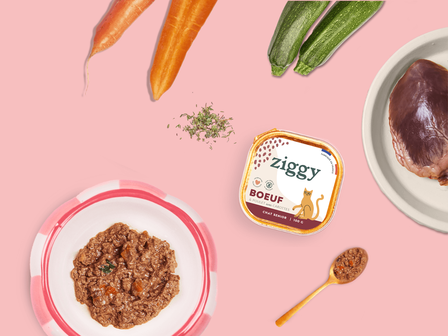 Composition des pâtées pour chat senior au boeuf Ziggy