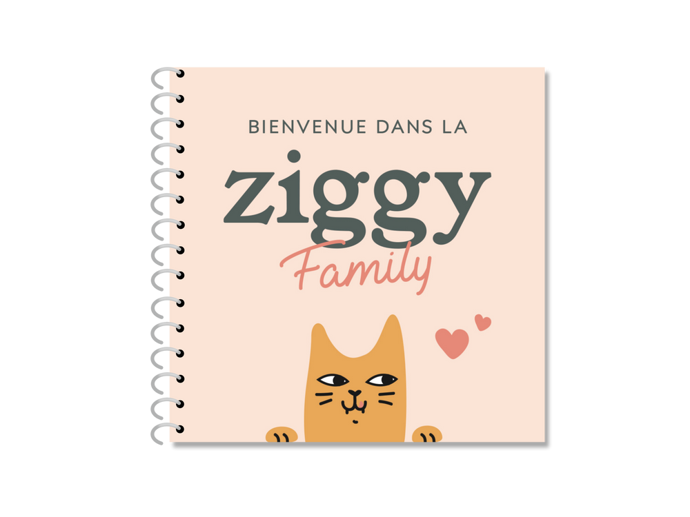 Couverture du guide de bienvenue chez Ziggy, l'alimentation pour chat saine et française