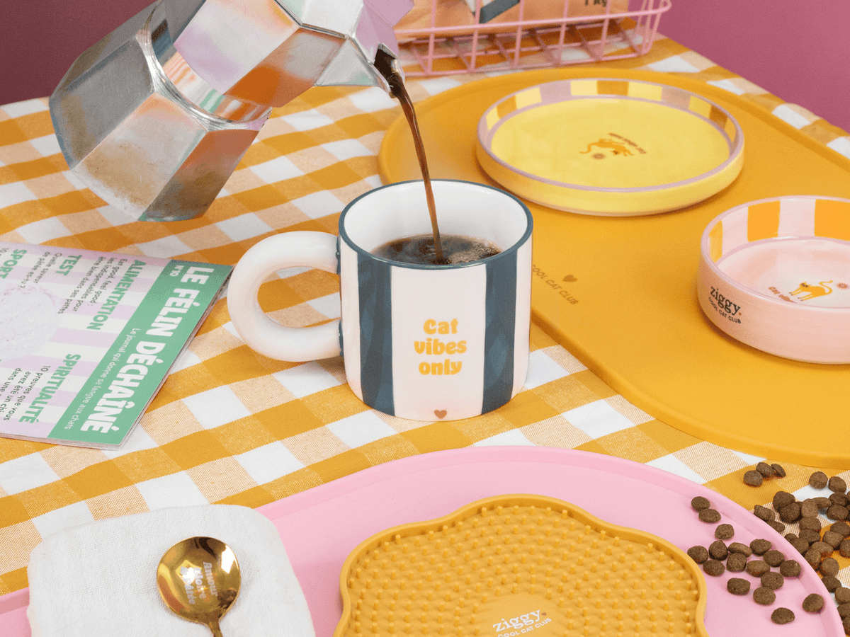Mug, assiette, bol pour chat Ziggy de la gamme Cat Vibes Only