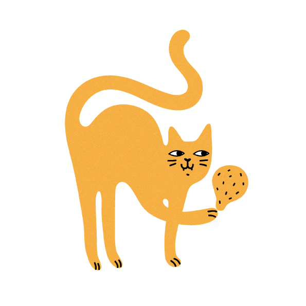 Illustration d'un chat qui mange du pouelt