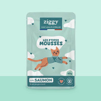 Ziggy grain-free mousse for sterilised cats with salmon: front of the 85 g pouch