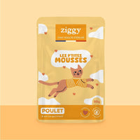 Ziggy grain-free mousse for sterilised cats with chicken: front of the 85 g pouch