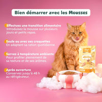 Conseils d’utilisation de la mousse Ziggy chat stérilisé au poulet : transition, avec ou sans croquettes, 48 h au frais