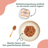 Ziggy Nieren-Nassfutter mit Lachs serviert im Napf für Katzen