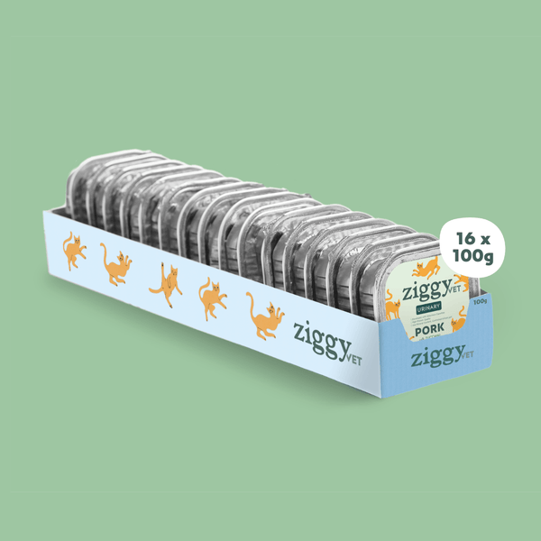 Barquette de 100g de pâtées Ziggy pour chat adulte souffrant de troubles urinaires, saines et sans céréales