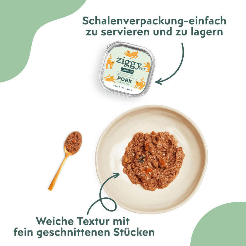 Ziggy Nassfutter für die Harnwegsgesundheit serviert im Napf für Katzen